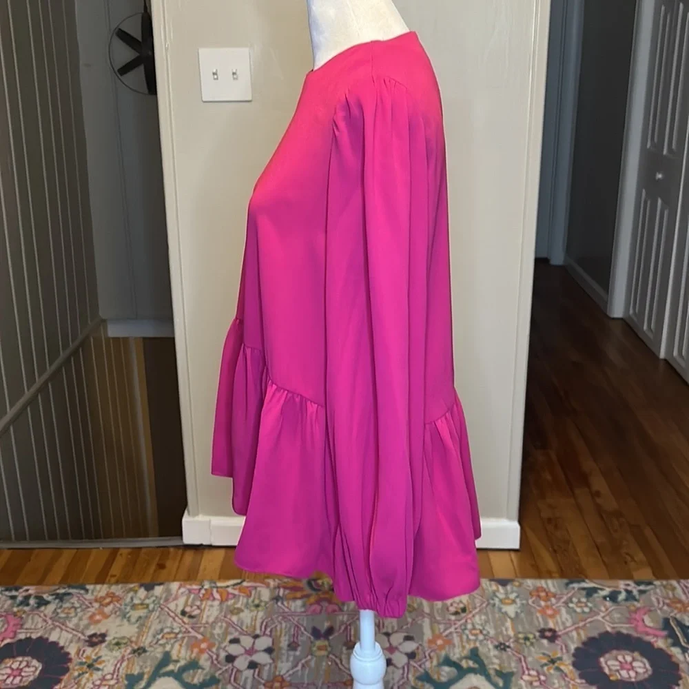 Tuckernuck Pomander Place Carlota Peplum Blouse in Fuchsia Pink New Size XS